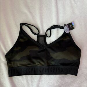 PINK Victoria's Secret Black and Green Camo Sports Bra